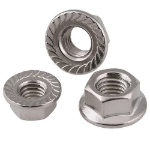 Stainless nut M6 hex with flange serrated st.st. 304