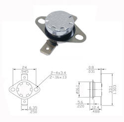 Thermostat KSD301B-90-OF2-B (normally open)