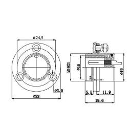 Connector GX20 6pin M housing flange